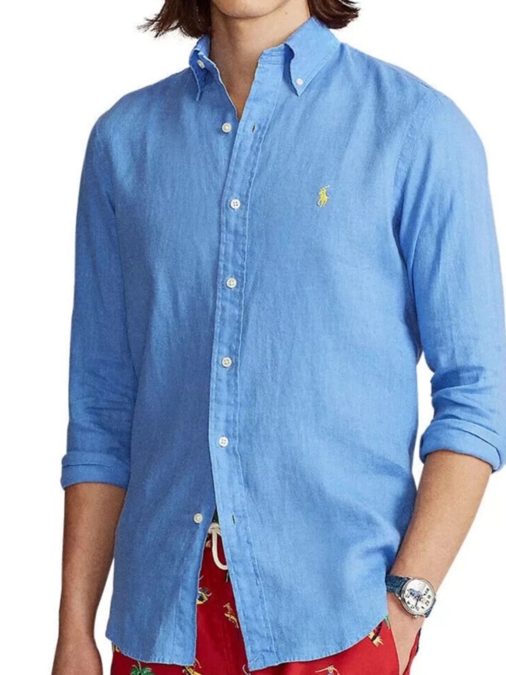 Ralph Lauren RI Prepster Classic Fit Linen Shirt Men’s Size Medium